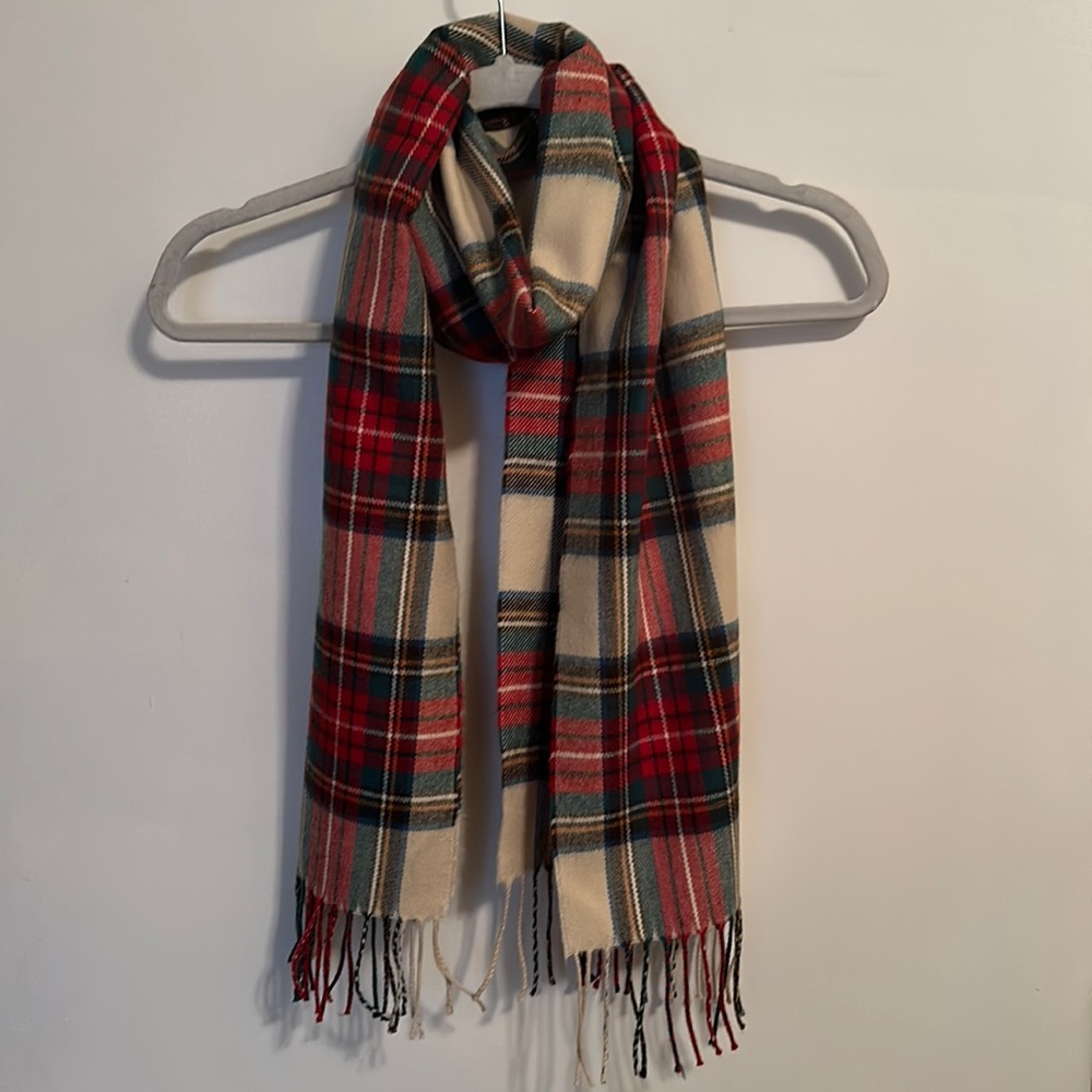 Cashmere Red Checkered/Flannel Pattern Scarf - image 1
